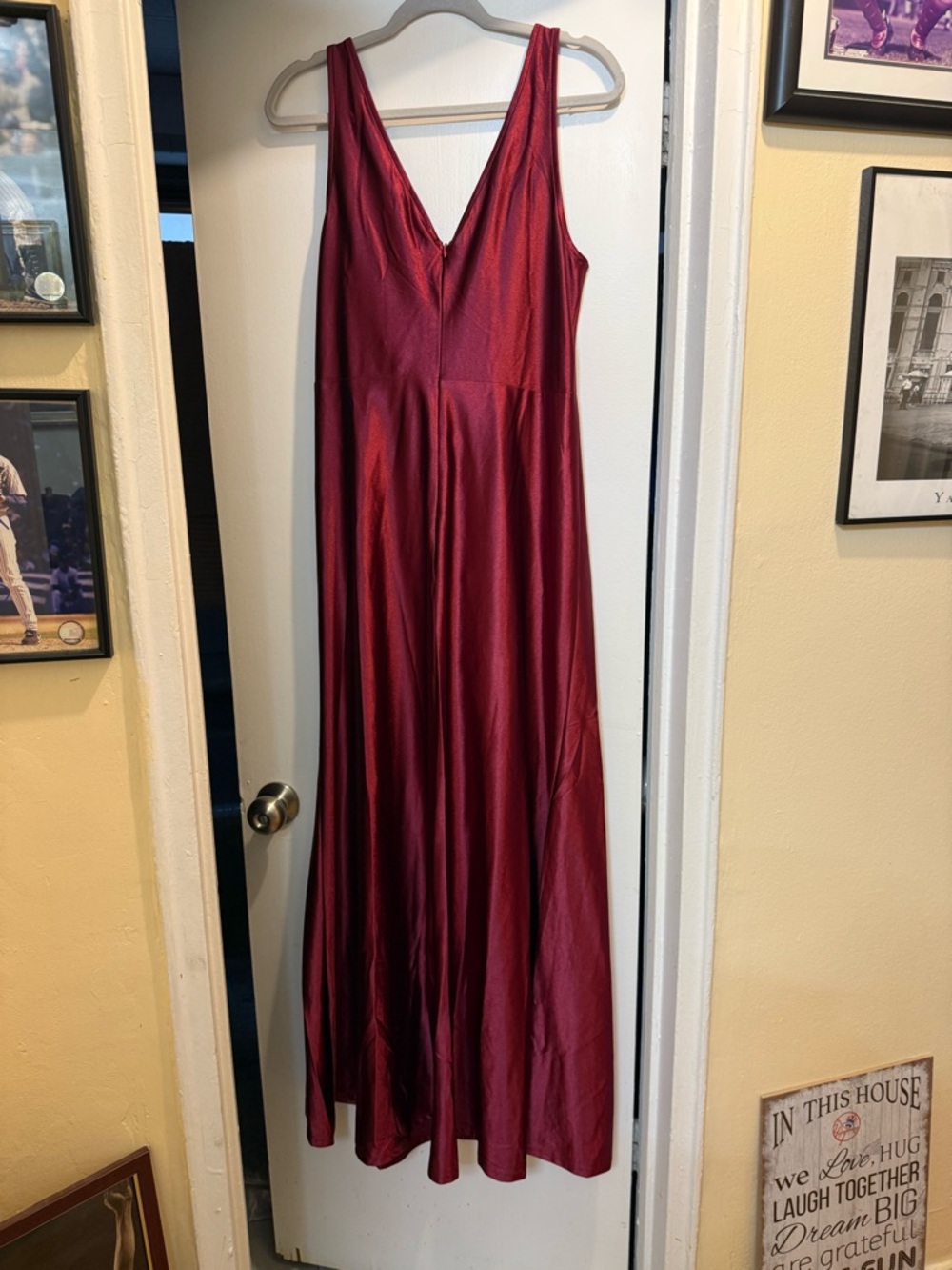 Forever 21 V-Neck Satin Maxi Dress in Burgundy